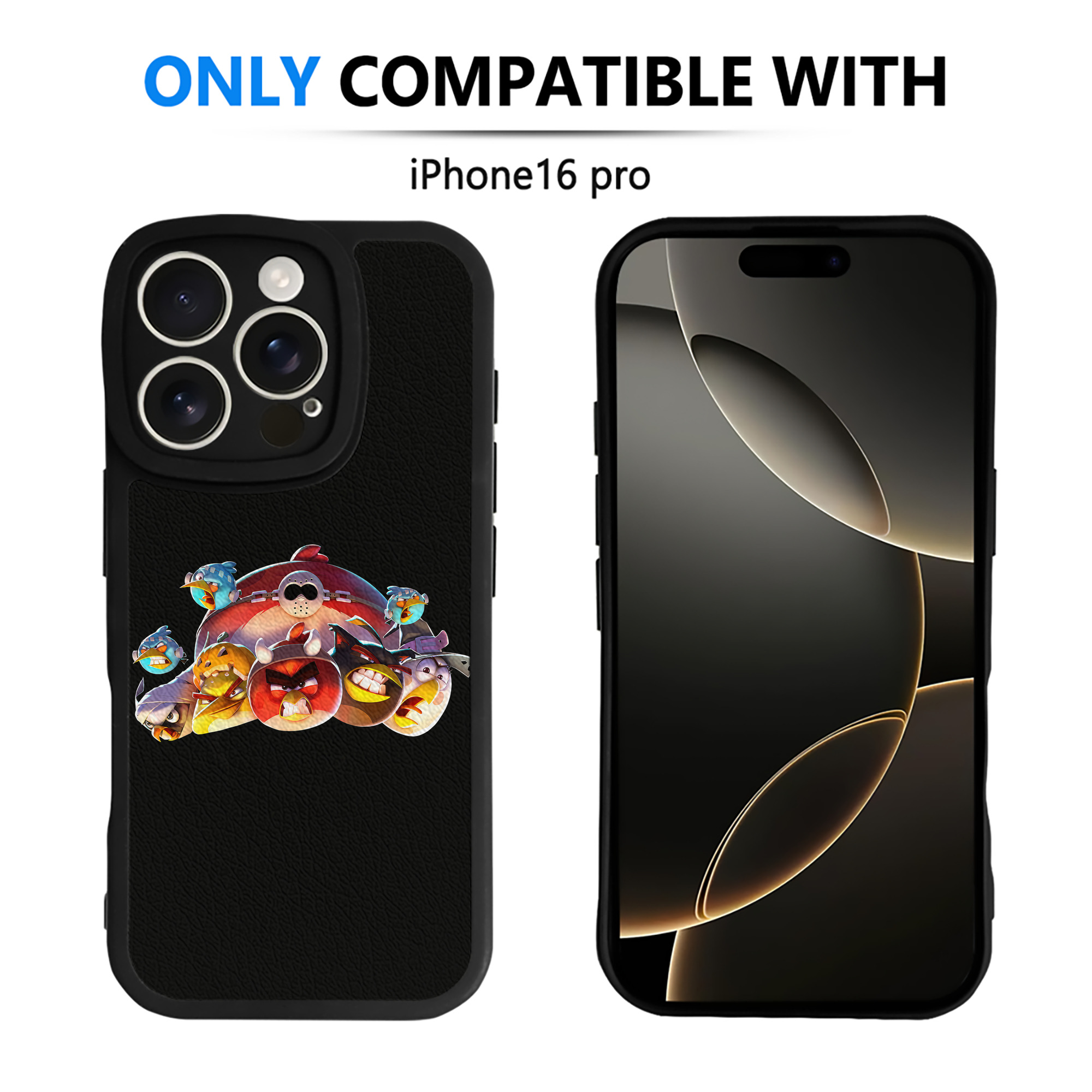 （画像用） Angry Birds アングリーバード 【iPhone 16シリーズ対応】シリコンスマホケース（レザー調） 材質：シリコン